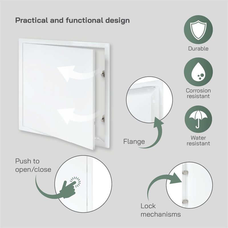 Vent Systems 16'' x 16'' Inch White Metal Access Panel with Click Function - Easy Access Doors - Access Panel for Drywall, Wall, Electrical and Plumbing Service Door - Image 3